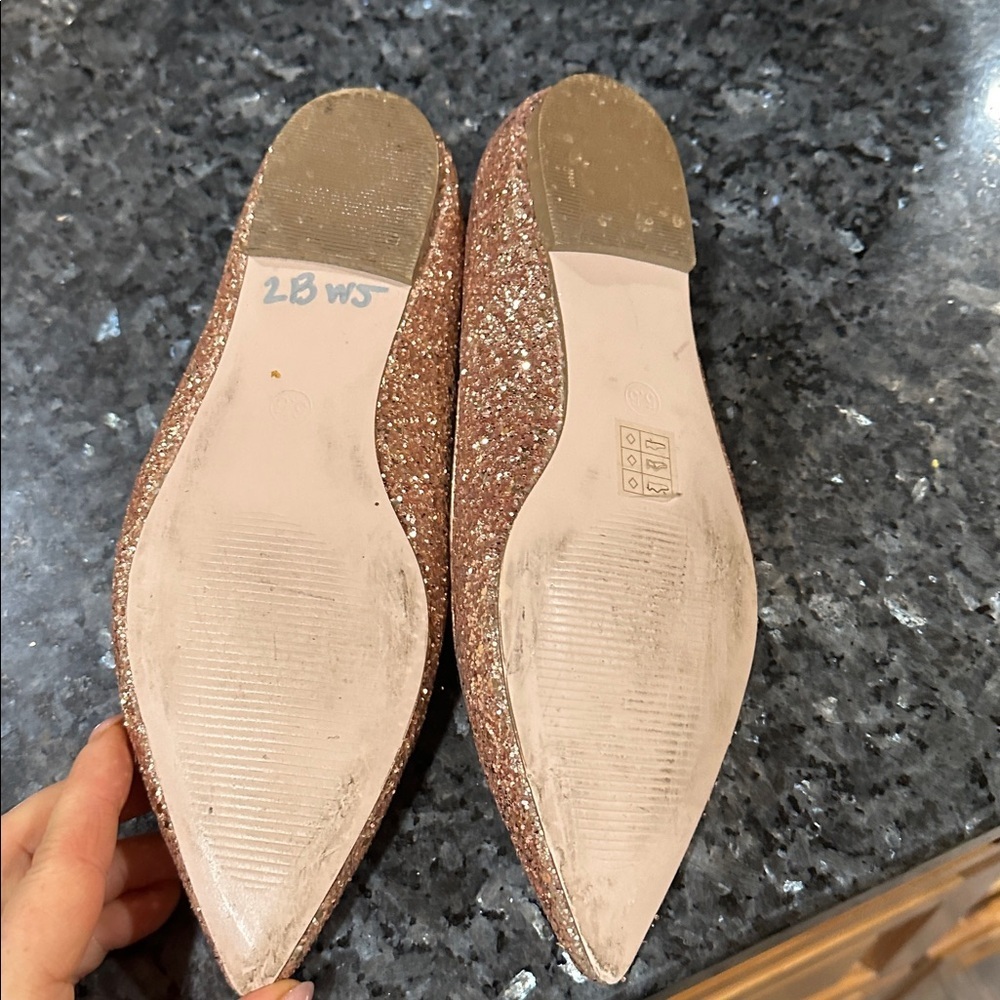 ASOS Rose Gold Glitter Flats - Picture 2 of 6